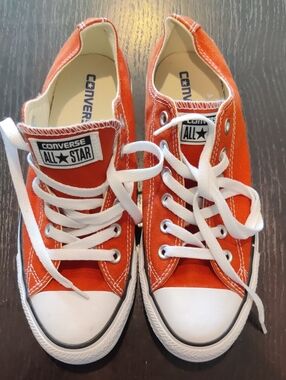 Converse Women's Low Top Sneakers in Bright Orange with White Laces